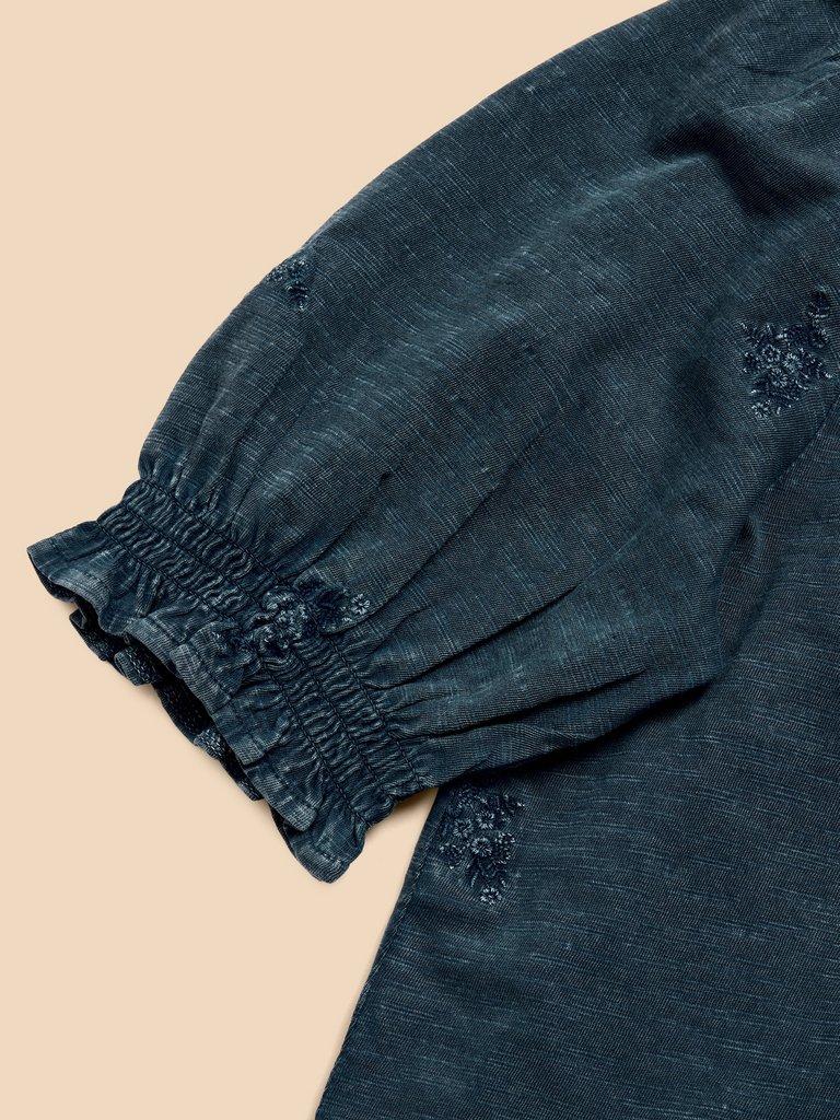 PENELOPE EMBROIDERED SHIRT in INDIGO BLE - FLAT DETAIL