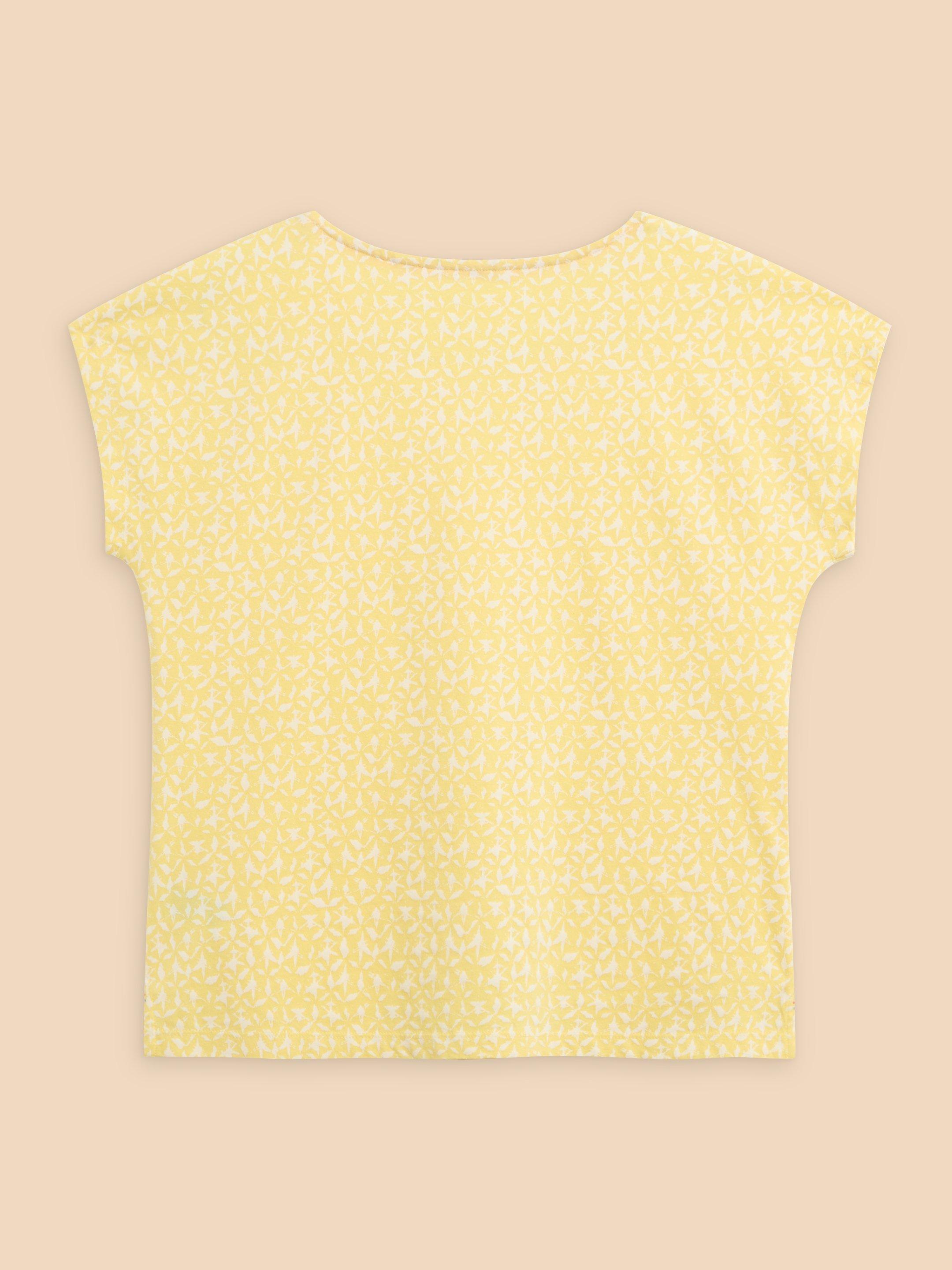 ANTHEA EMBROIDERY SHORT SLEEVE TOP in YELLOW PR - FLAT BACK