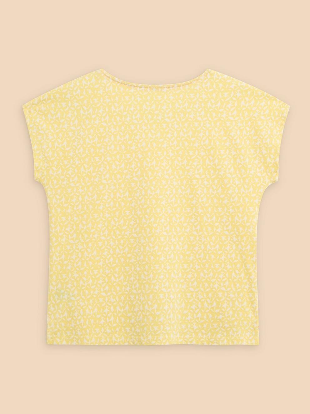 ANTHEA EMBROIDERY SHORT SLEEVE TOP in YELLOW PR - FLAT BACK