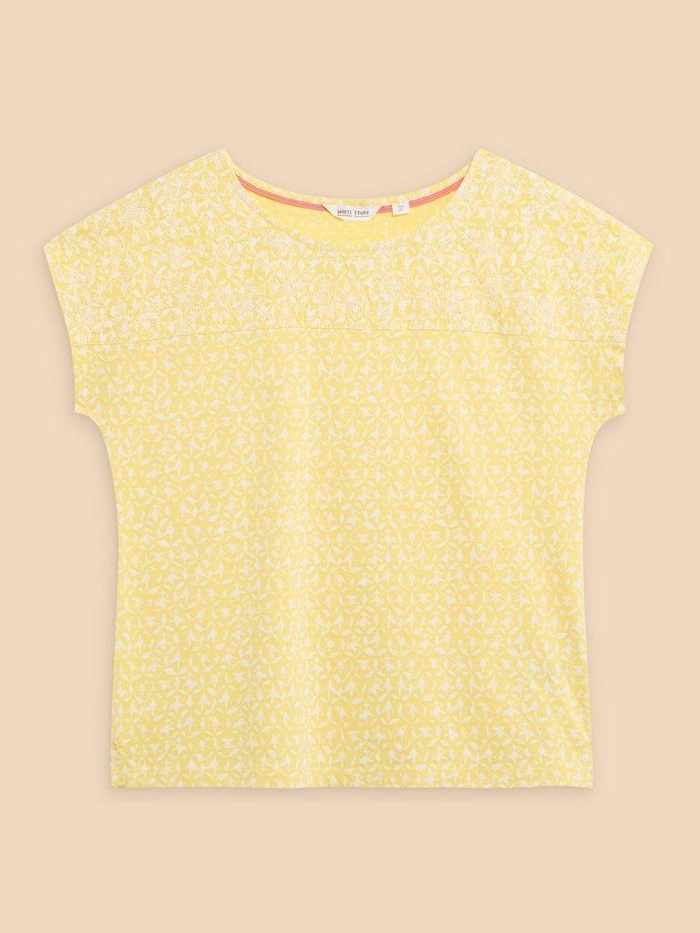 ANTHEA EMBROIDERY SHORT SLEEVE TOP in YELLOW PR - FLAT FRONT