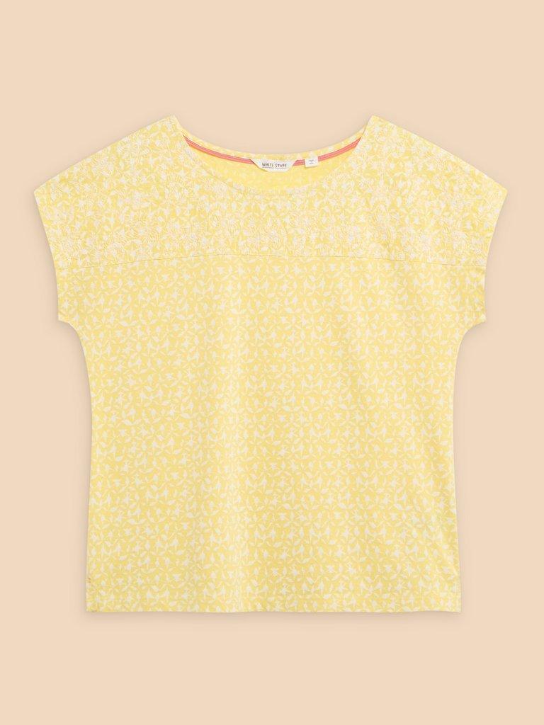 ANTHEA EMBROIDERY SHORT SLEEVE TOP in YELLOW PR - FLAT FRONT