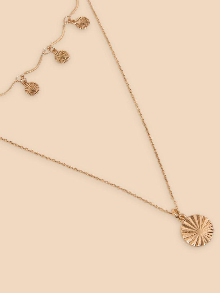 Ava Double Layer Necklace in GLD TN MET - FLAT DETAIL