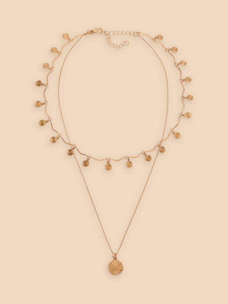 Ava Double Layer Necklace in GLD TN MET - FLAT FRONT