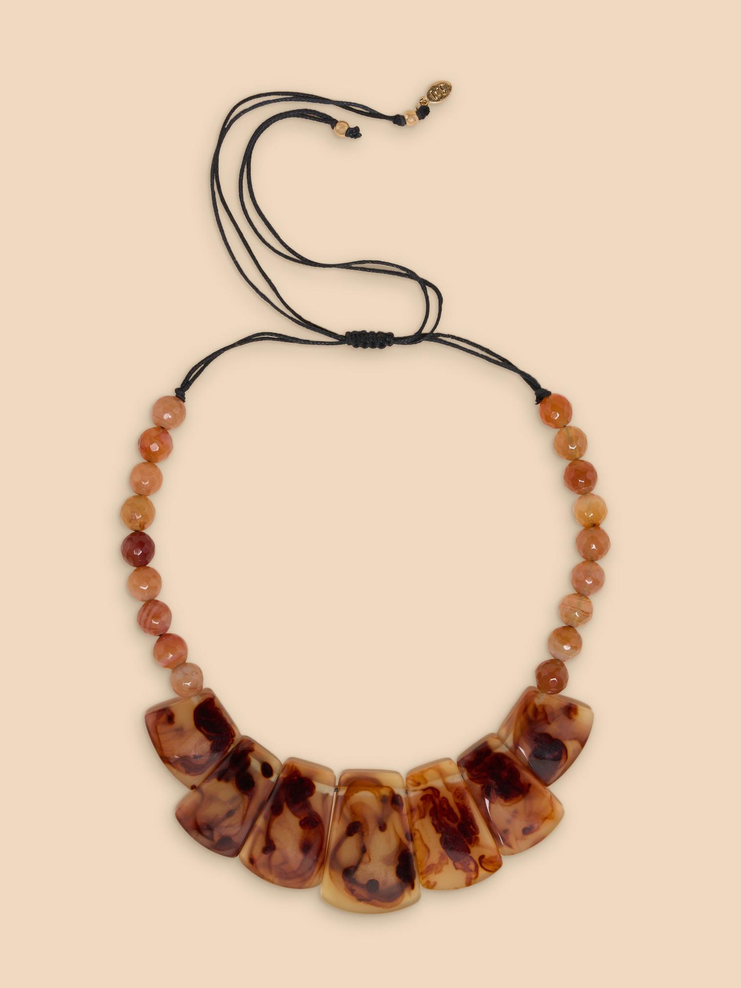 Eve Resin Statement Necklace in ORANGE MLT - FLAT FRONT