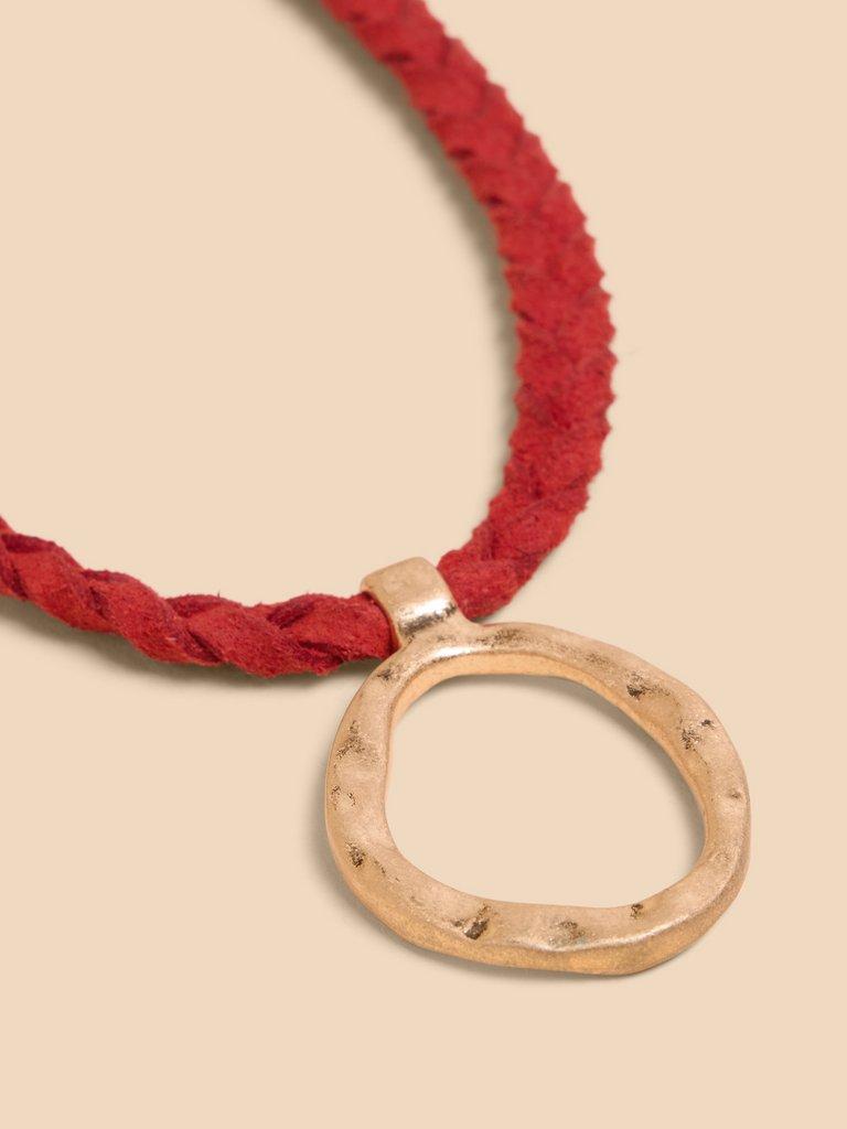 Fay Cord Pendant Necklace in DK RED - FLAT DETAIL