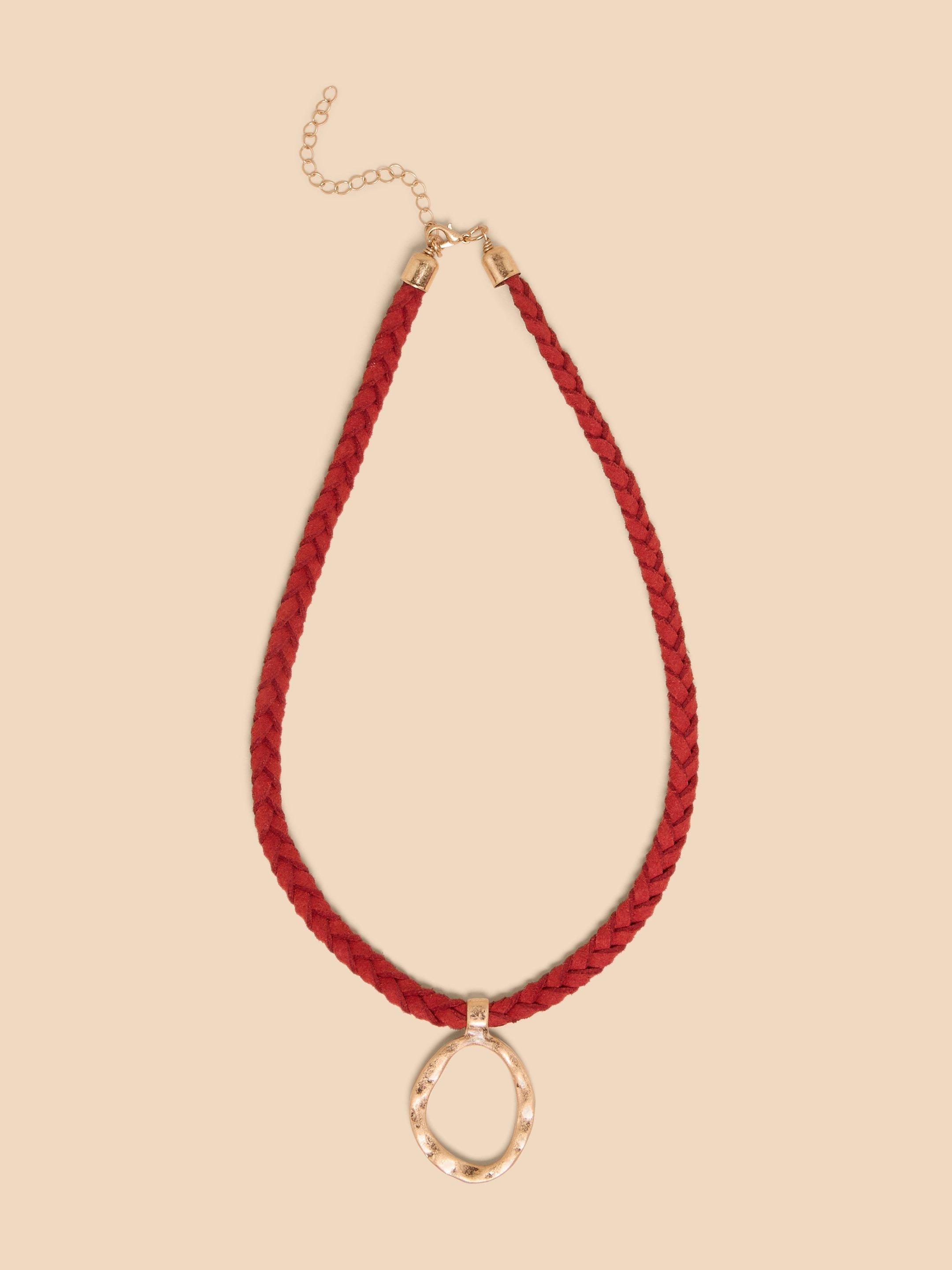 Fay Cord Pendant Necklace in DK RED White Stuff