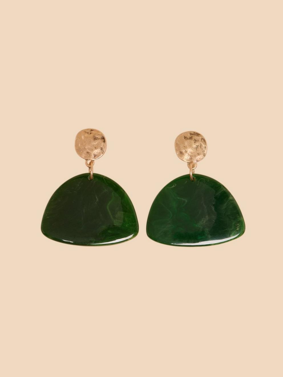 Pia Resin Drop Earrings in GREEN MLT - FLAT FRONT