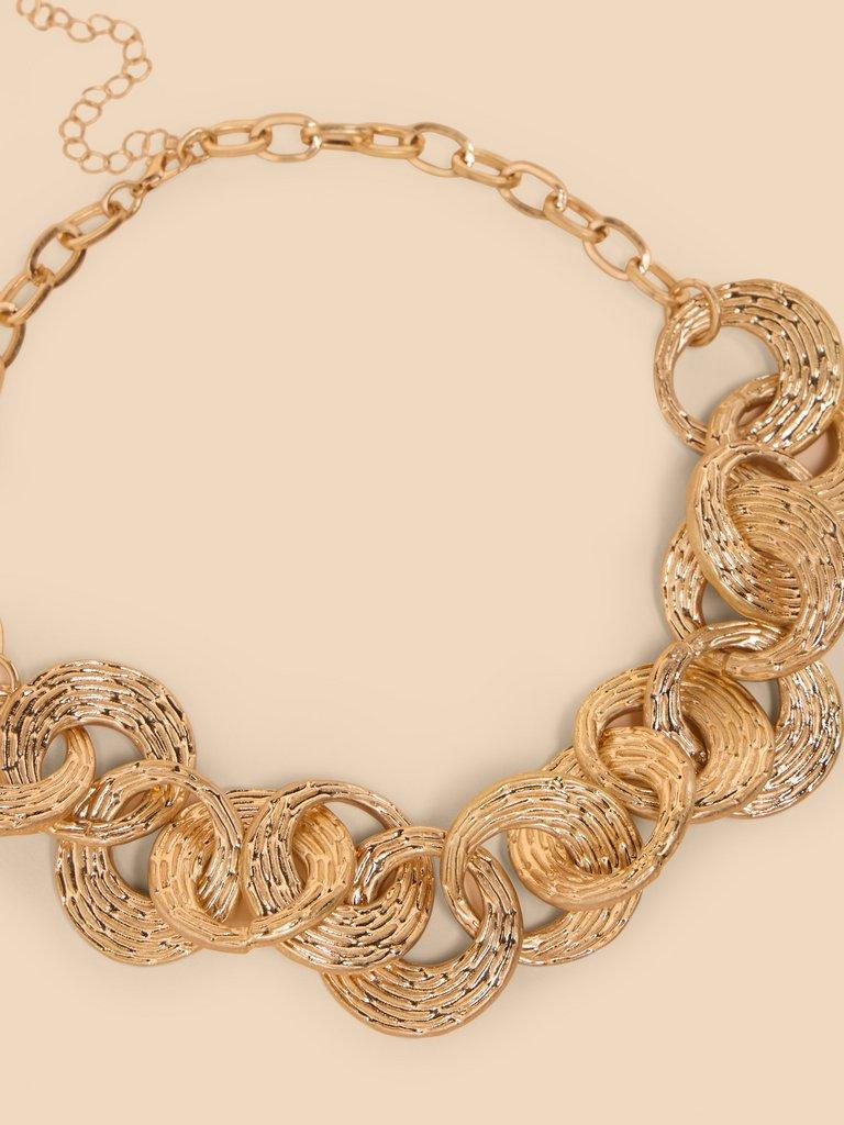 Ela Circular Link Necklace in GLD TN MET - FLAT DETAIL