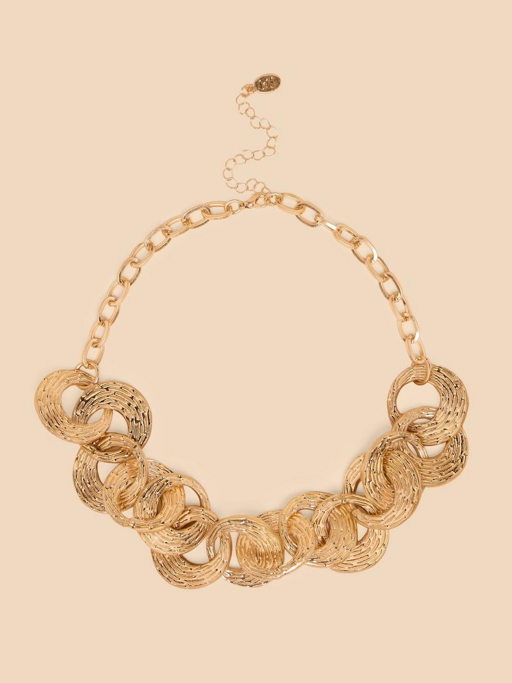 Ela Circular Link Necklace in GLD TN MET - FLAT FRONT