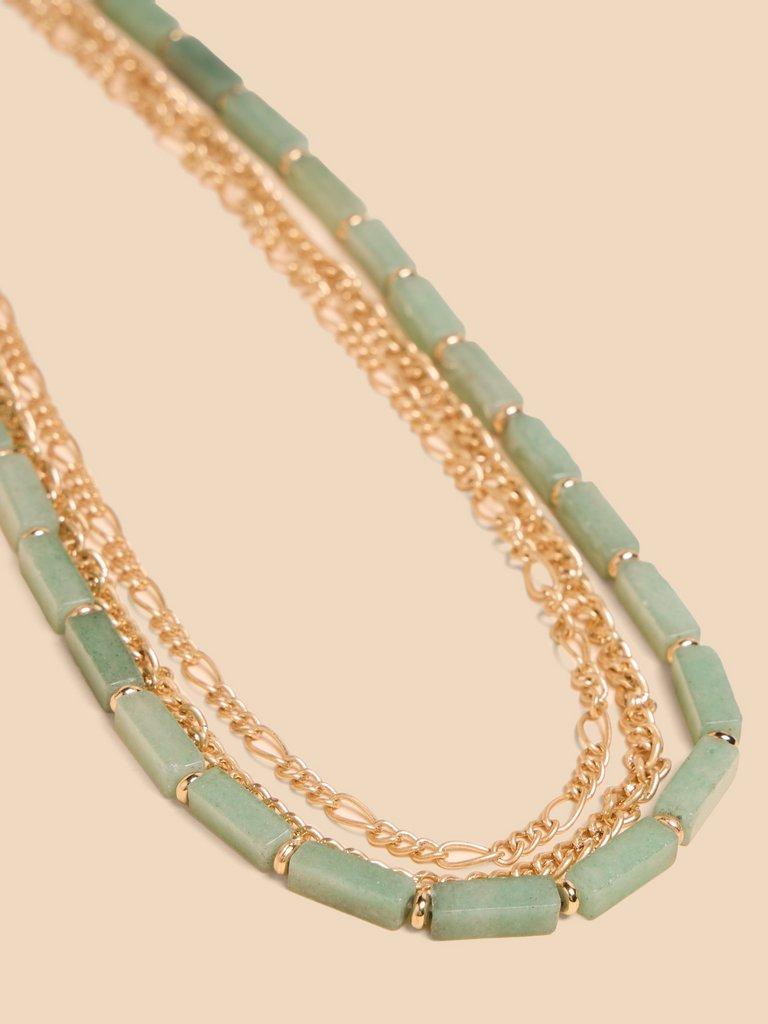 Zuri Multi Layered Necklace in GREEN MLT - FLAT DETAIL