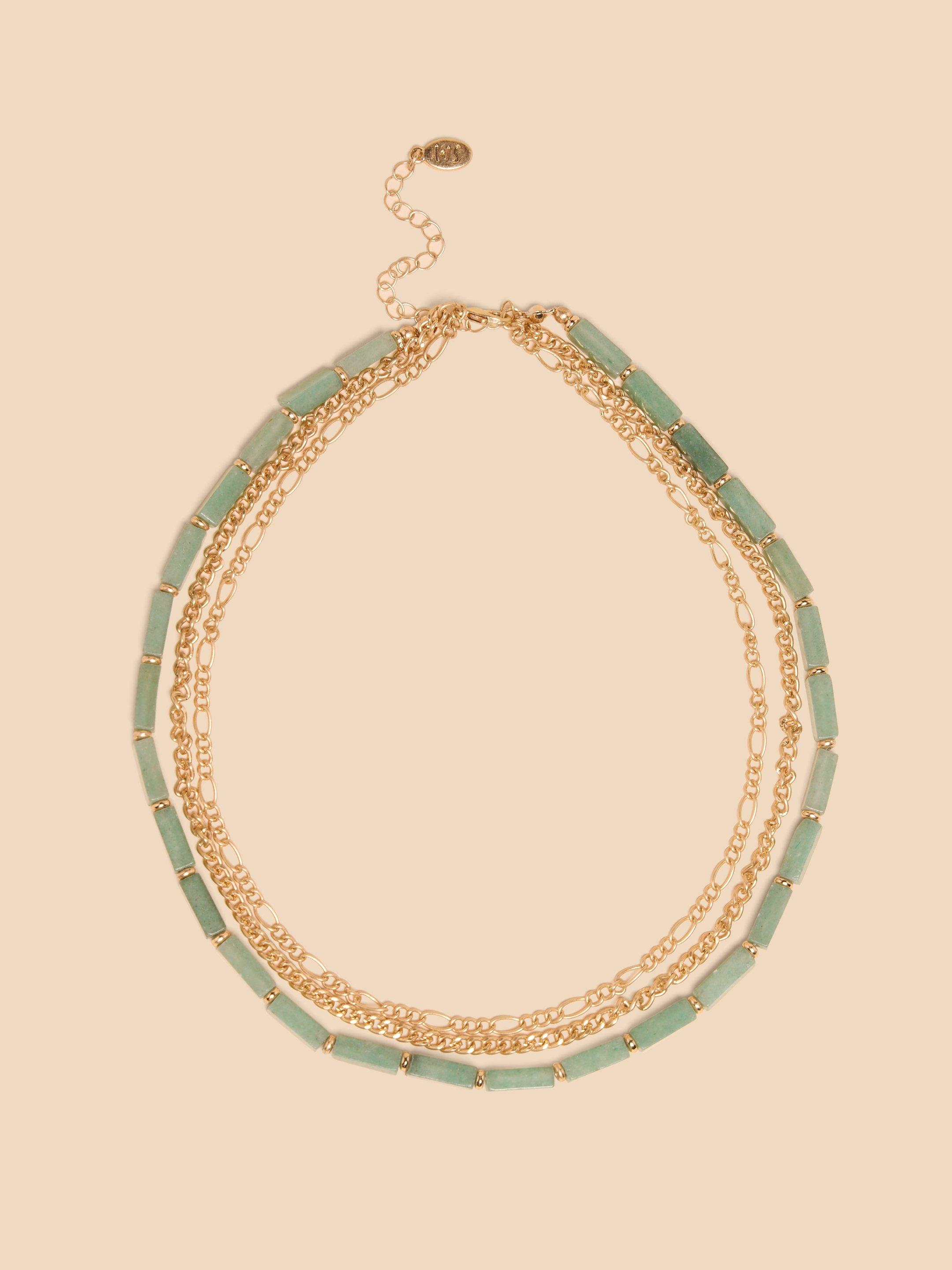 Zuri Multi Layered Necklace in GREEN MLT - FLAT FRONT