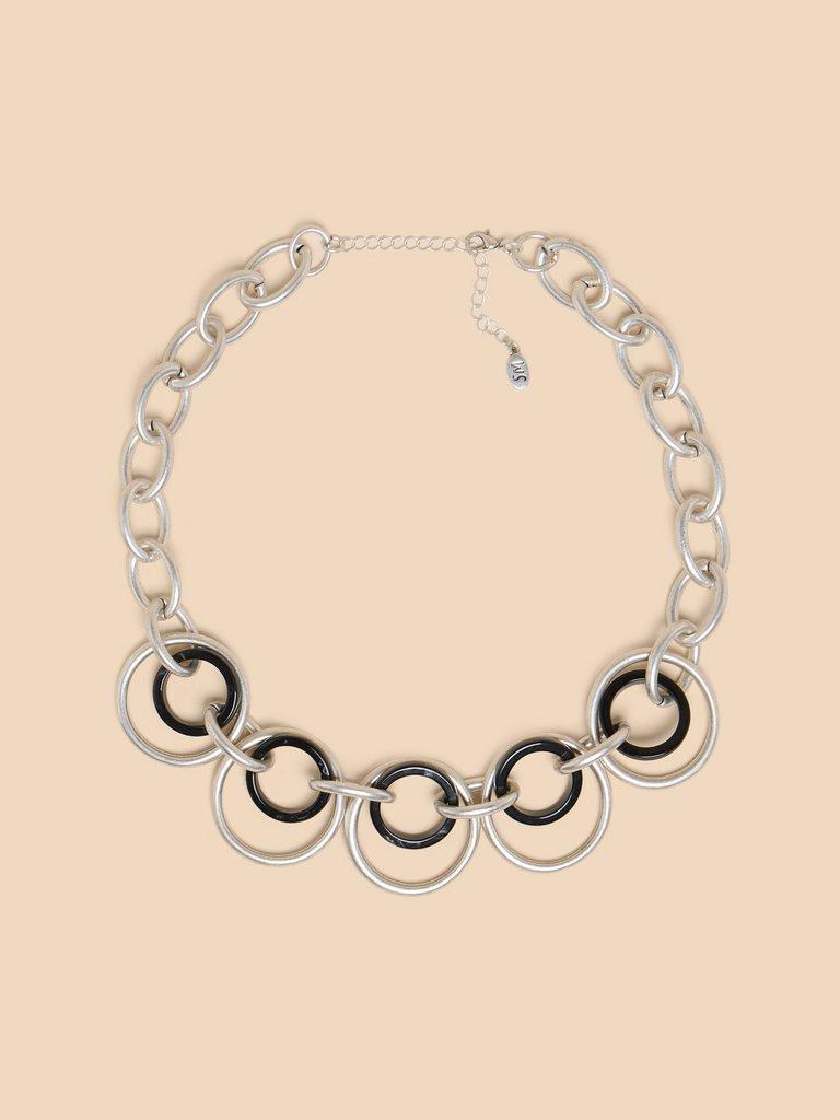 Yara Circular Link Necklace in SLV TN MET - FLAT FRONT