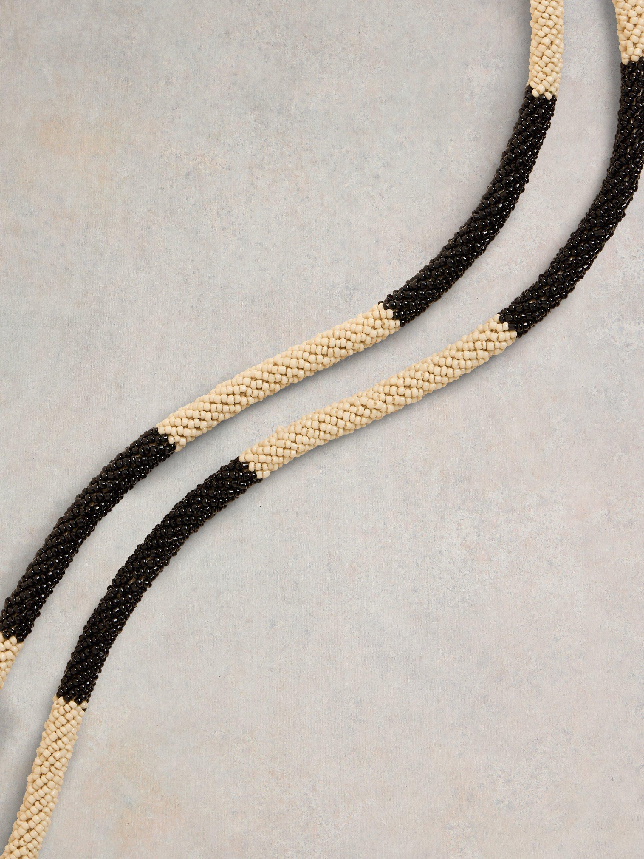 Yaz Double Layer Bead Necklace in BLK MLT - FLAT DETAIL