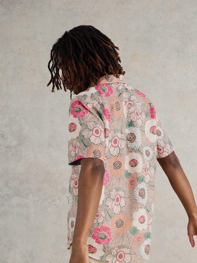 Botanical Printed SS Shirt in PINK PR - MODEL BACK