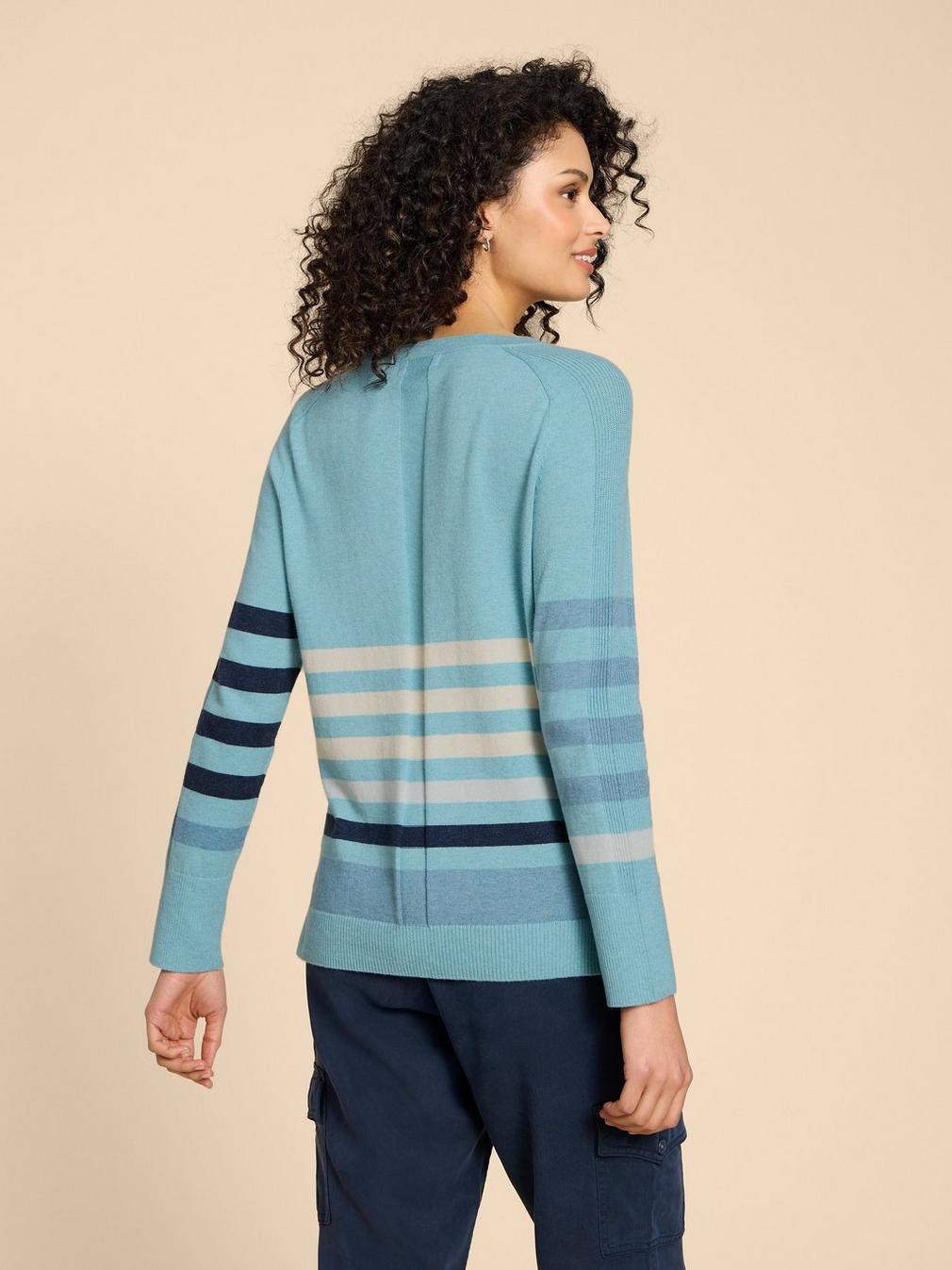 URBAN STRIPED JUMPER in BLUE MLT - MODEL BACK