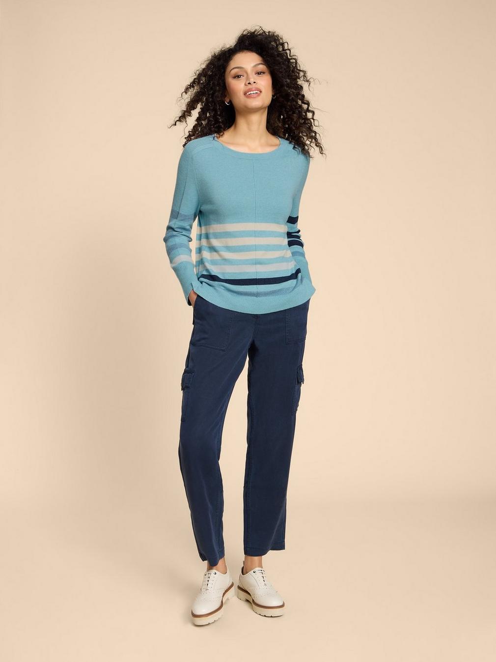 URBAN STRIPED JUMPER in BLUE MLT - MODEL FRONT