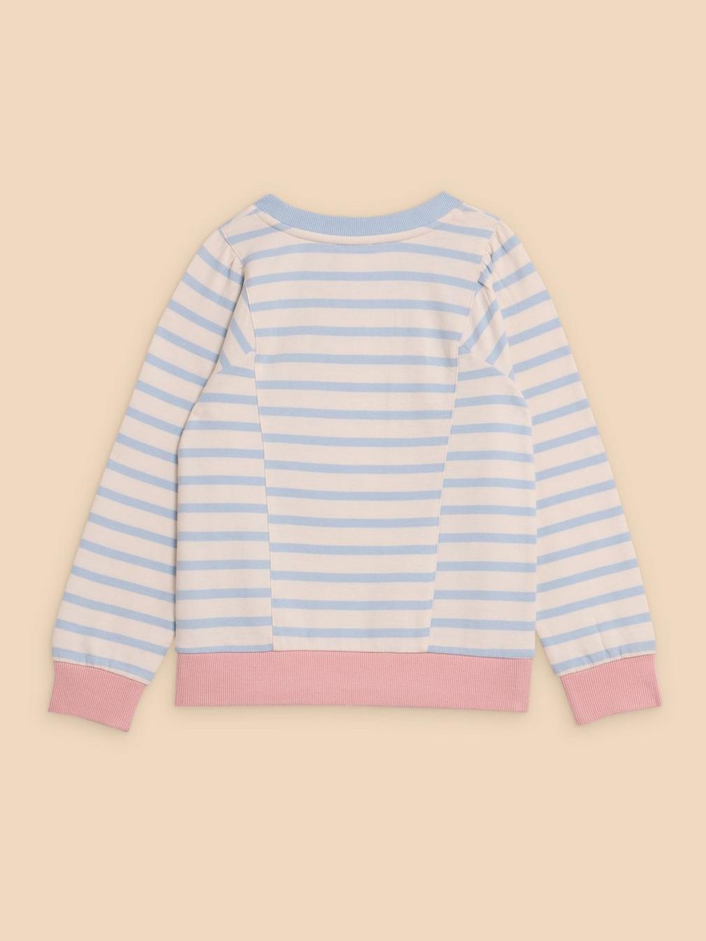 Striped Crew Sweat in BLUE MLT - FLAT BACK