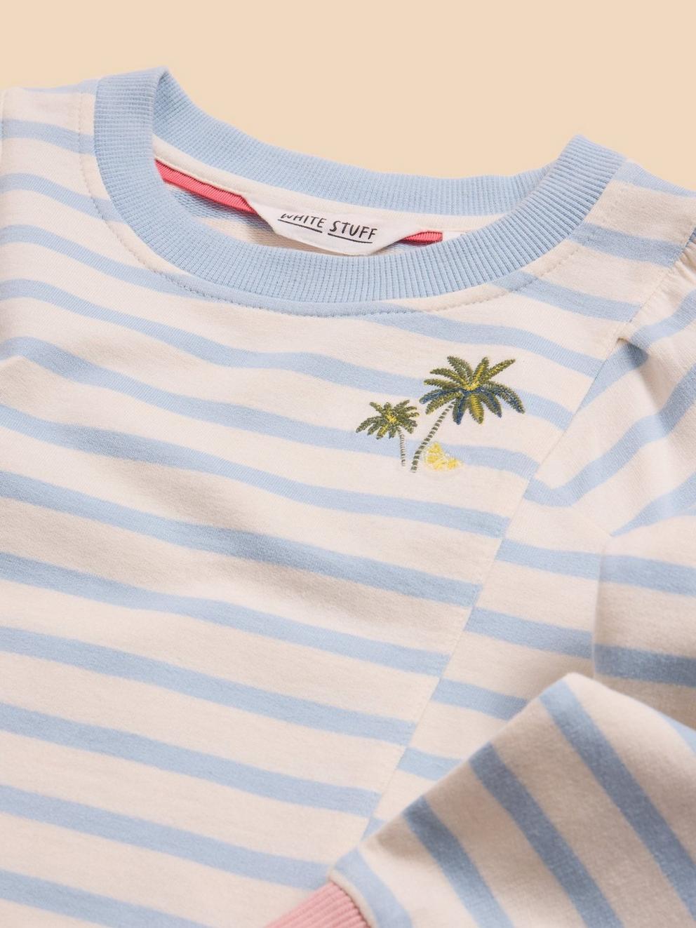 Striped Crew Sweat in BLUE MLT - FLAT DETAIL