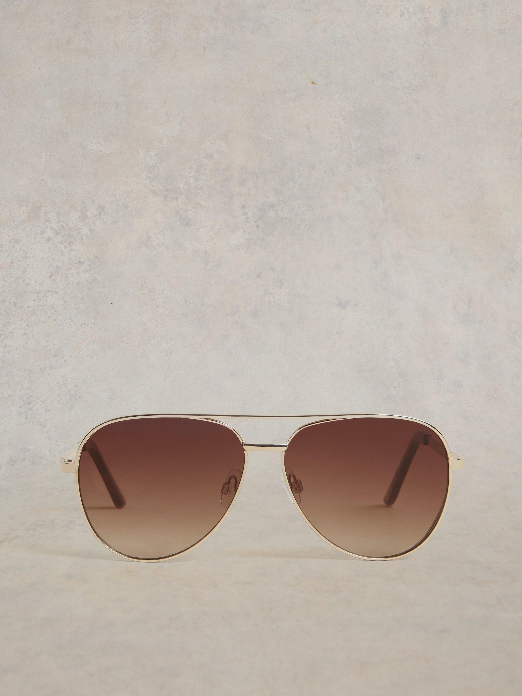 Hana Aviator Sunglasses in GLD TN MET - FLAT BACK
