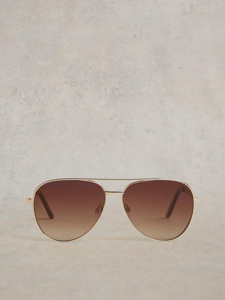 Hana Aviator Sunglasses in GLD TN MET - FLAT BACK
