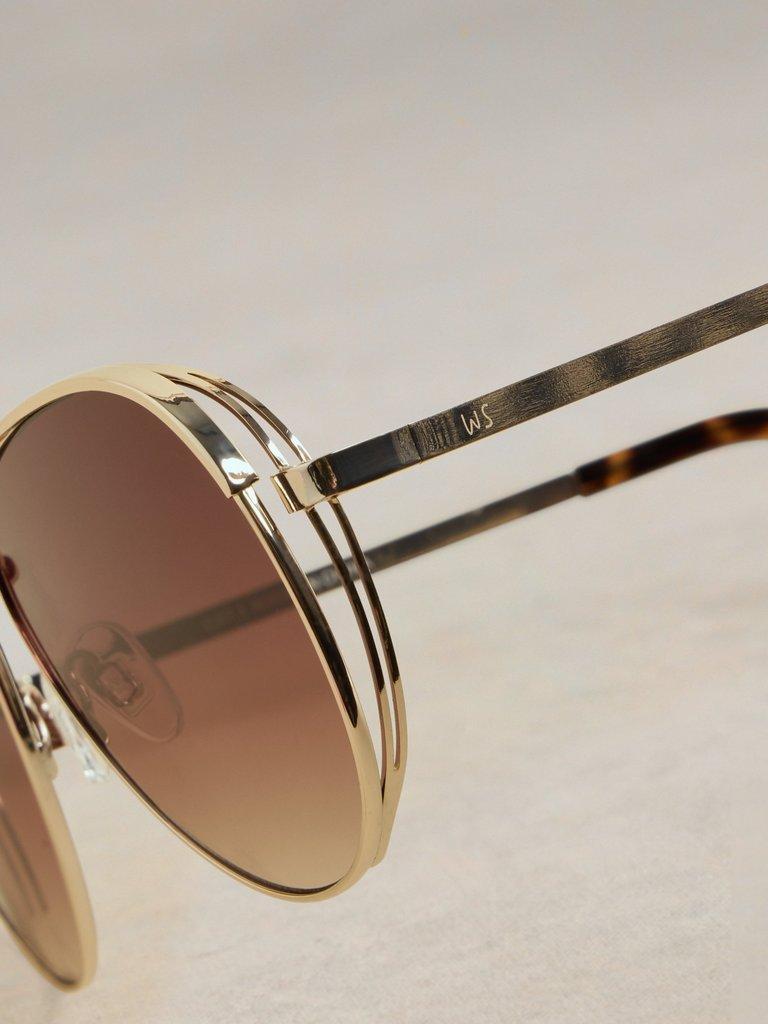 Hana Aviator Sunglasses in GLD TN MET - FLAT DETAIL