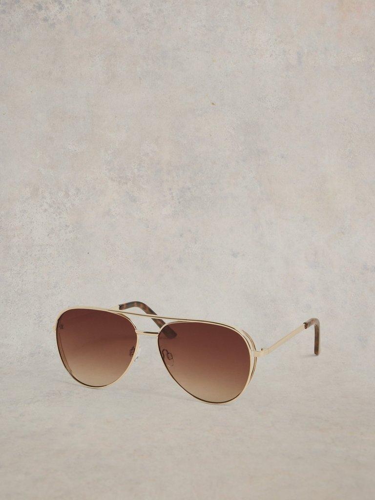 Hana Aviator Sunglasses in GLD TN MET - LIFESTYLE