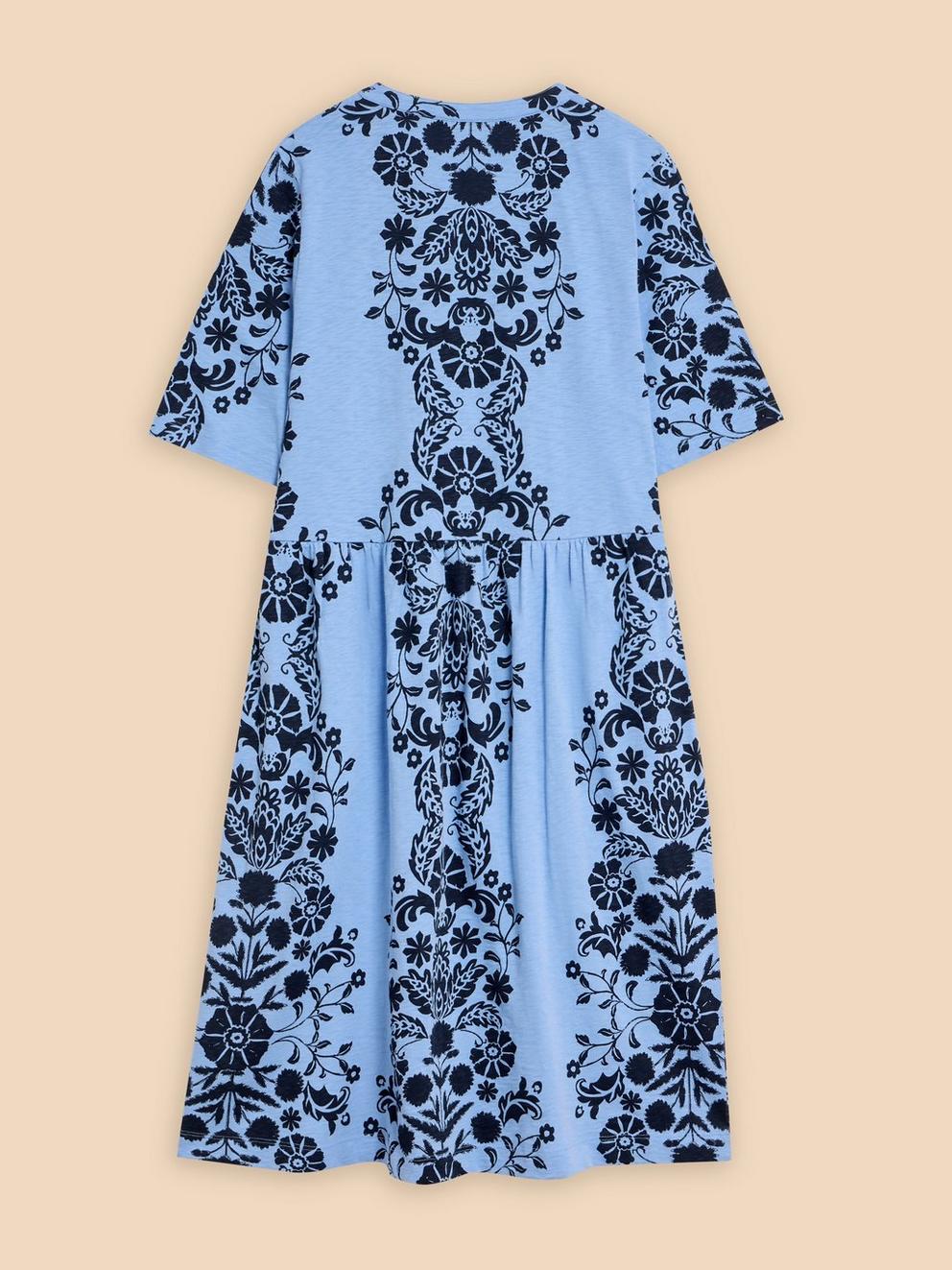 Thea Jersey Dress in BLUE PR - FLAT BACK