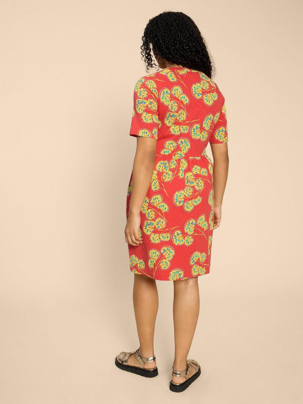 Thea Jersey Dress in RED PR - MODEL BACK