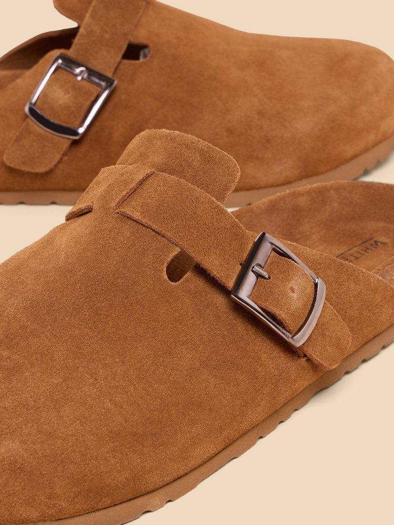 Freddy Suede Slip On Footbed in MID TAN - FLAT BACK