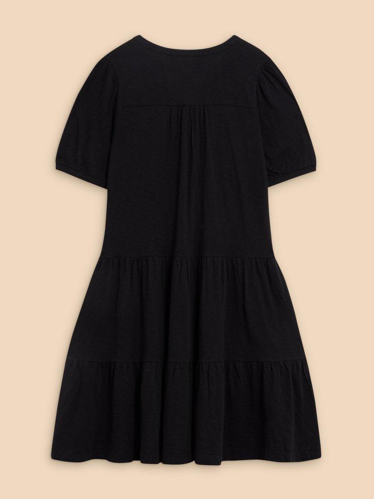 Clara Cotton Jersey Dress in PURE BLK - FLAT BACK