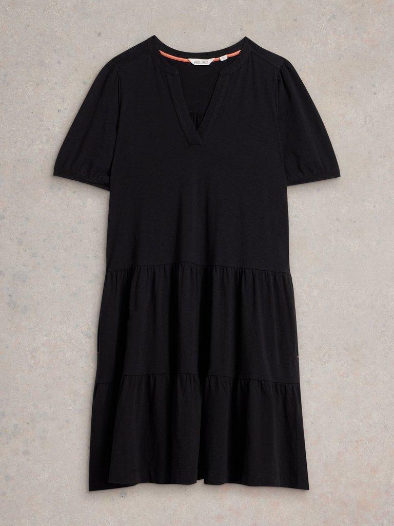 Clara Cotton Jersey Dress in PURE BLK - FLAT FRONT