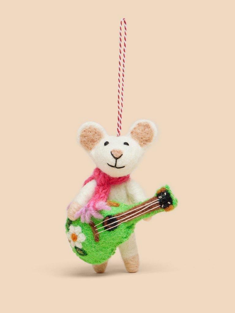 Guitar Mouse Hanging Dec in WHITE MLT - FLAT FRONT
