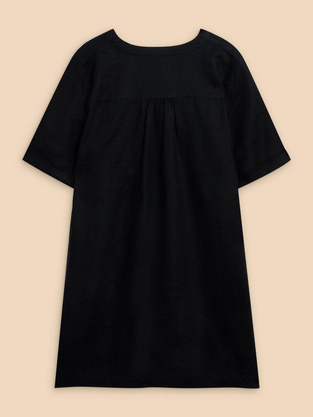 Lina Linen Tunic in PURE BLK - FLAT BACK