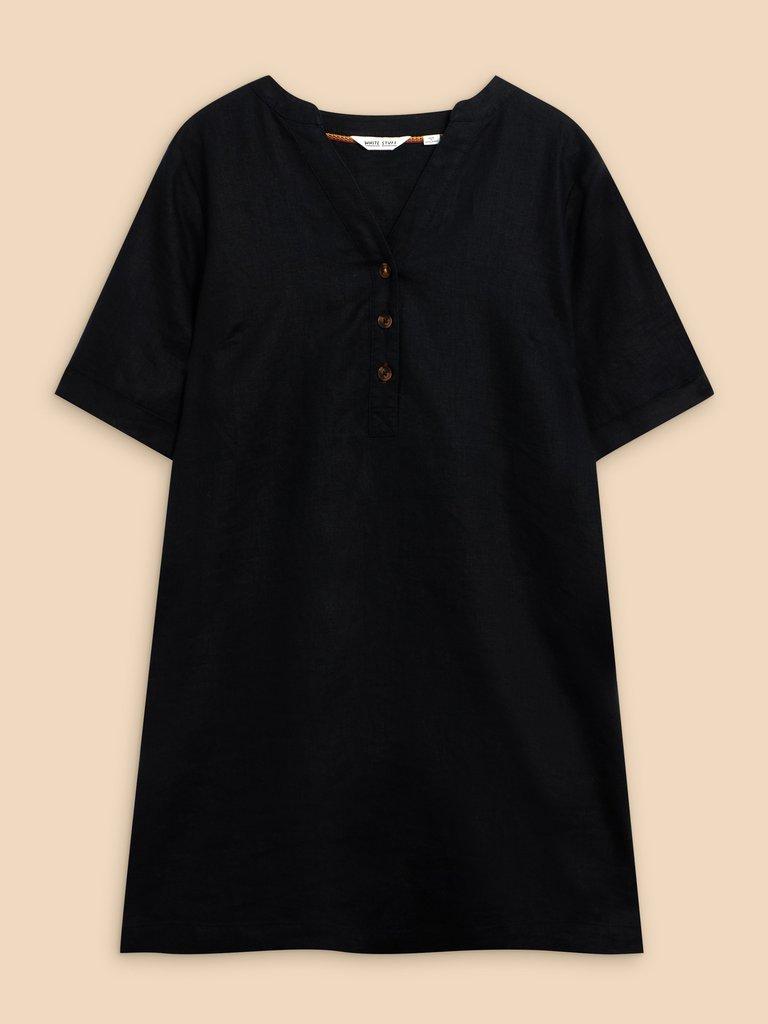 Lina Linen Tunic in PURE BLK - FLAT FRONT