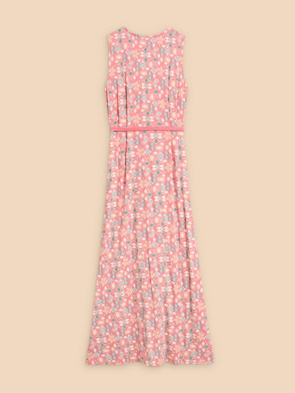 Avery Maxi Jersey Dress in PINK MLT - FLAT BACK