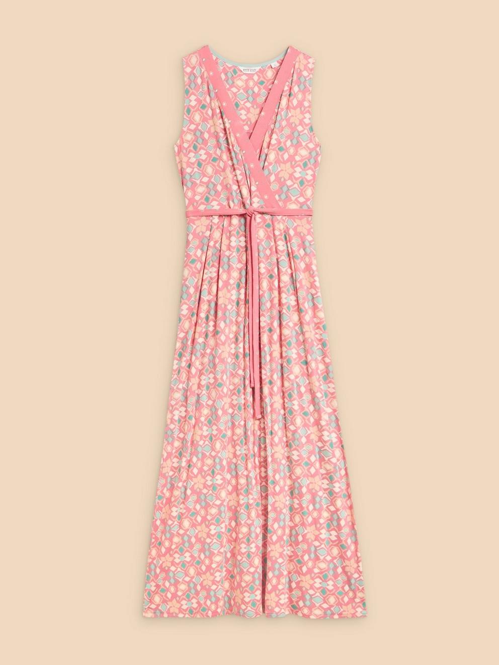 Avery Maxi Jersey Dress in PINK MLT - FLAT FRONT