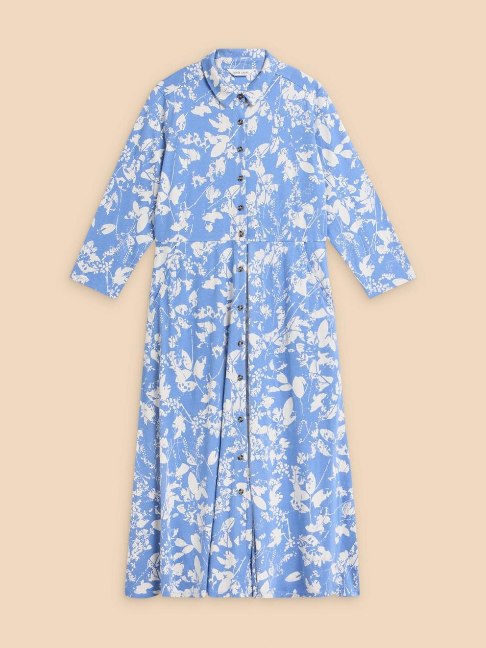 RUA COTTON MIX JERSEY DRESS in BLUE MLT - FLAT FRONT