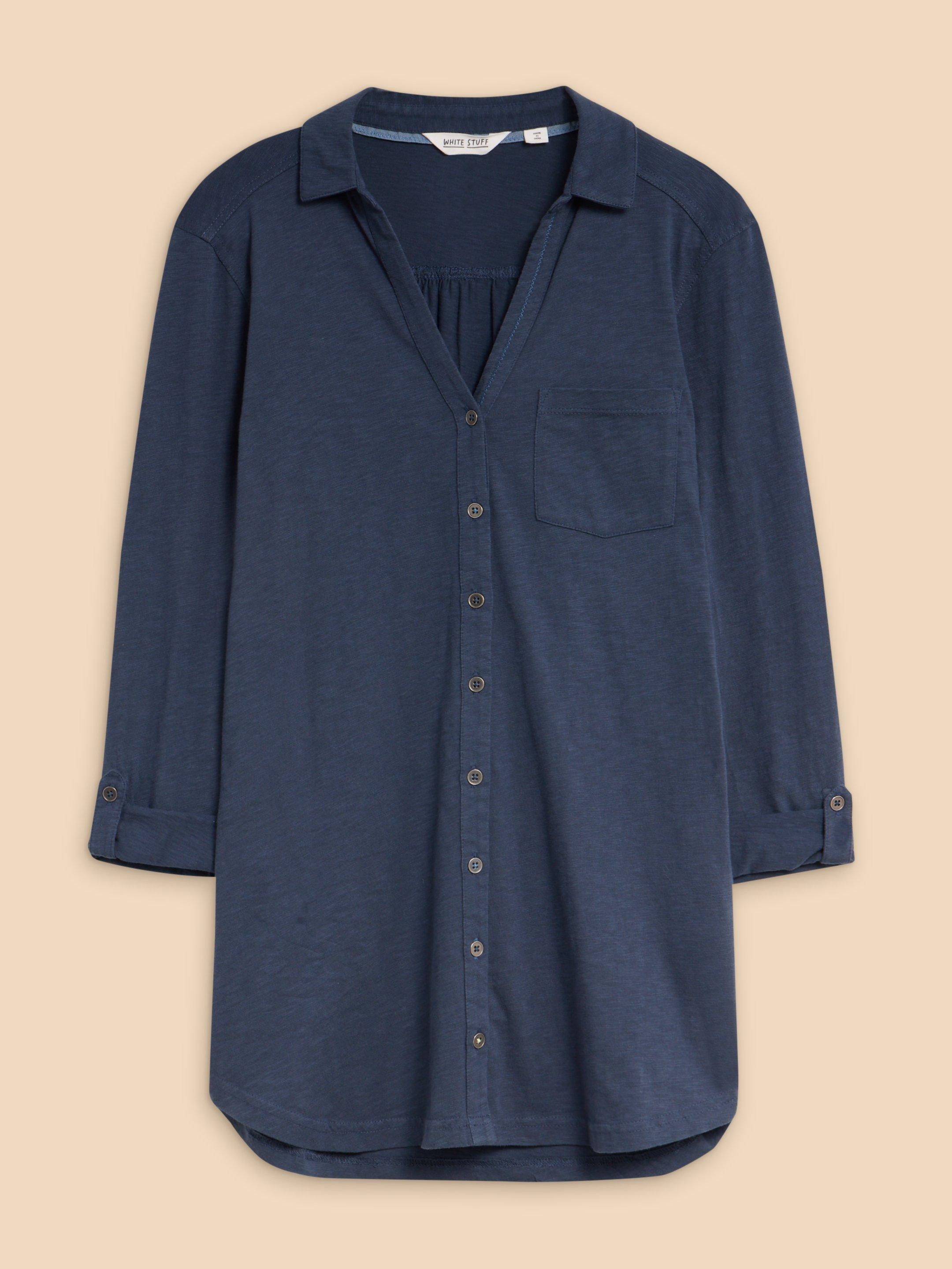 ANNIE LONGLINE SHIRT in FR NAVY - FLAT FRONT