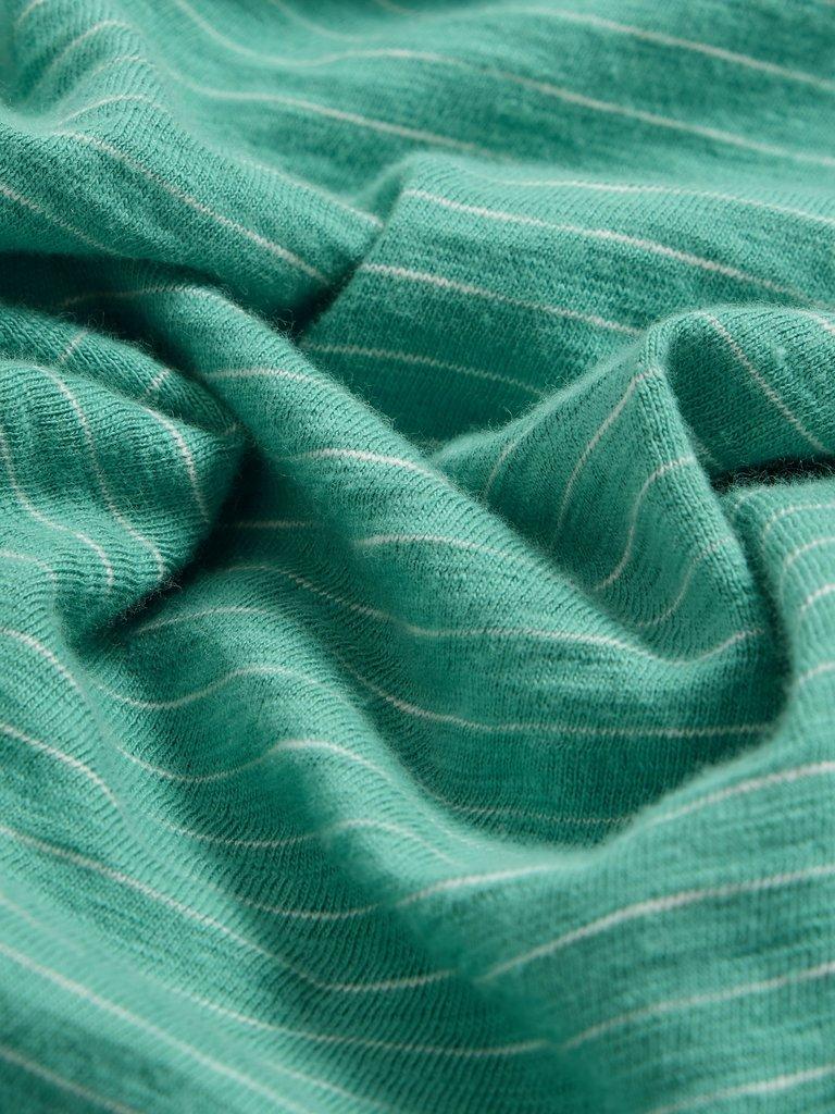 NELLY STRIPE NOTCH NECK TEE in TEAL MLT - FLAT DETAIL