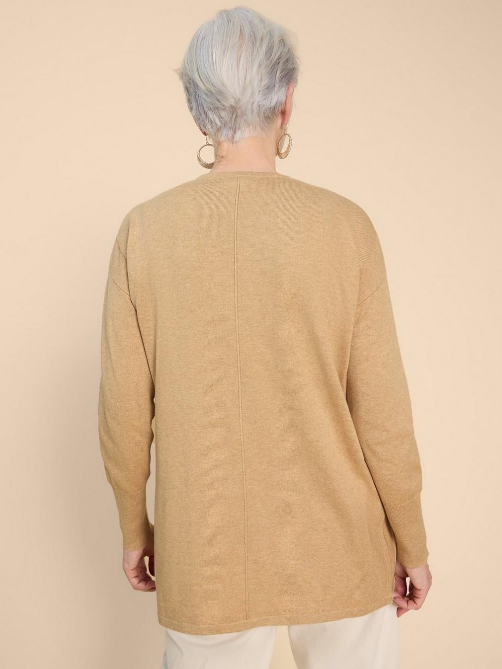 LEAH LONGLINE CARDI in LGT NAT - MODEL BACK