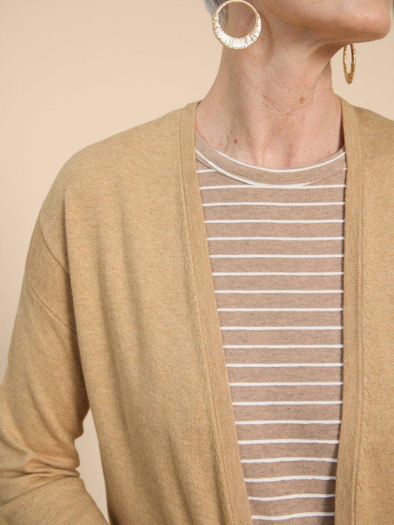 LEAH LONGLINE CARDI in LGT NAT - MODEL DETAIL