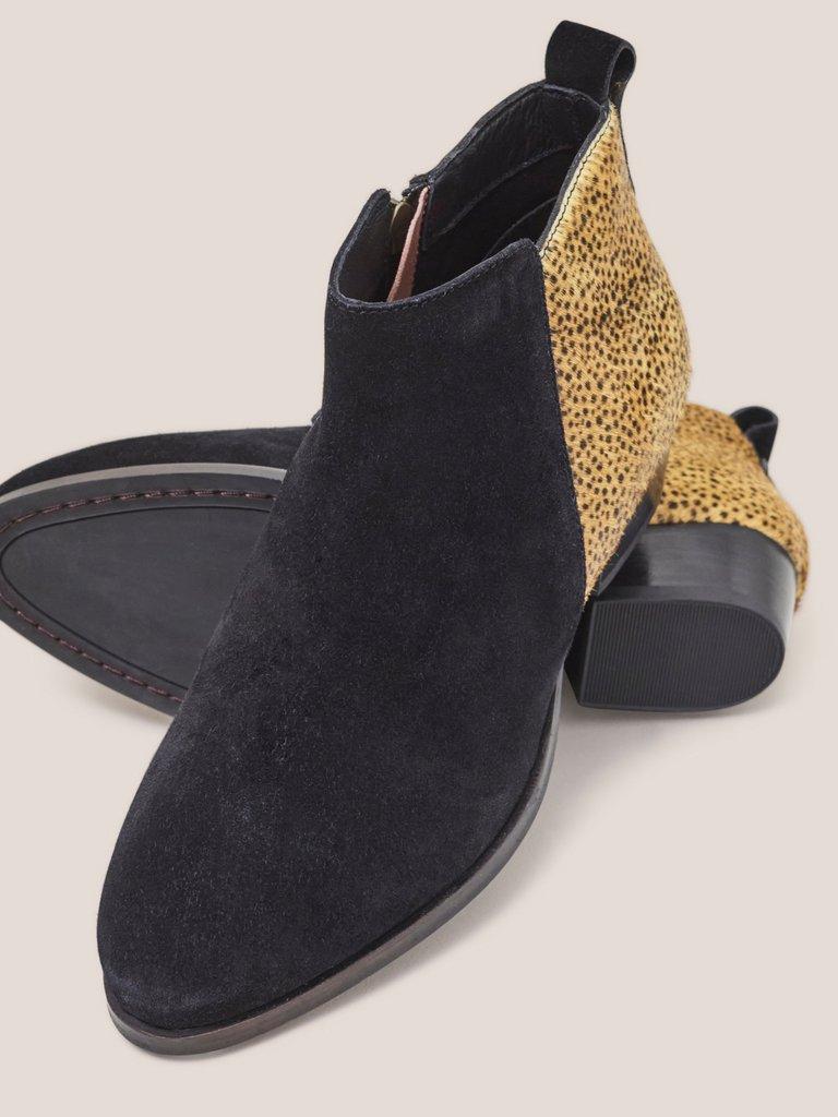 Willow Suede Pony Ankle Boot in BLK PR - FLAT DETAIL