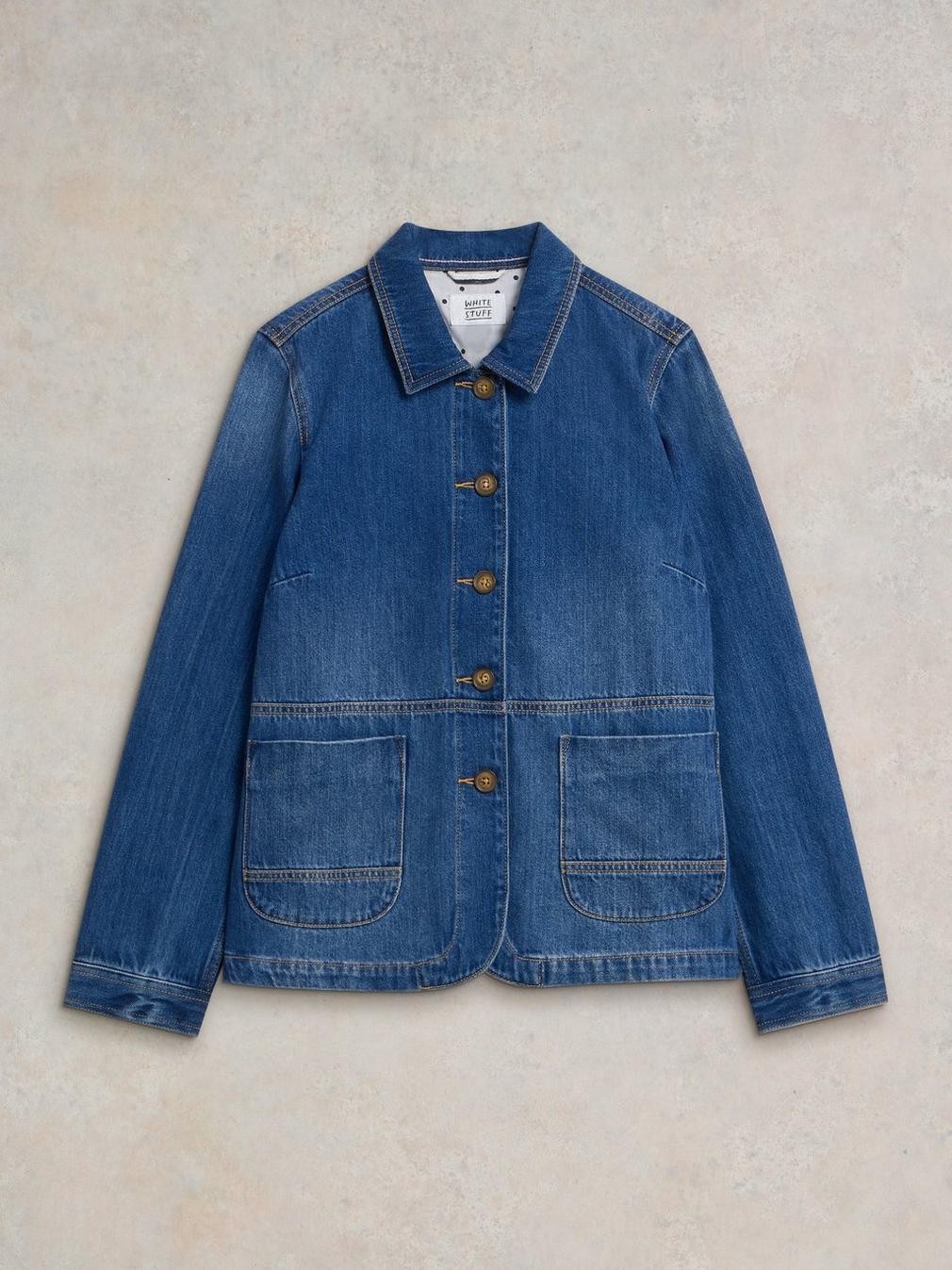 Carrie Denim Jacket in MID DENIM - FLAT FRONT