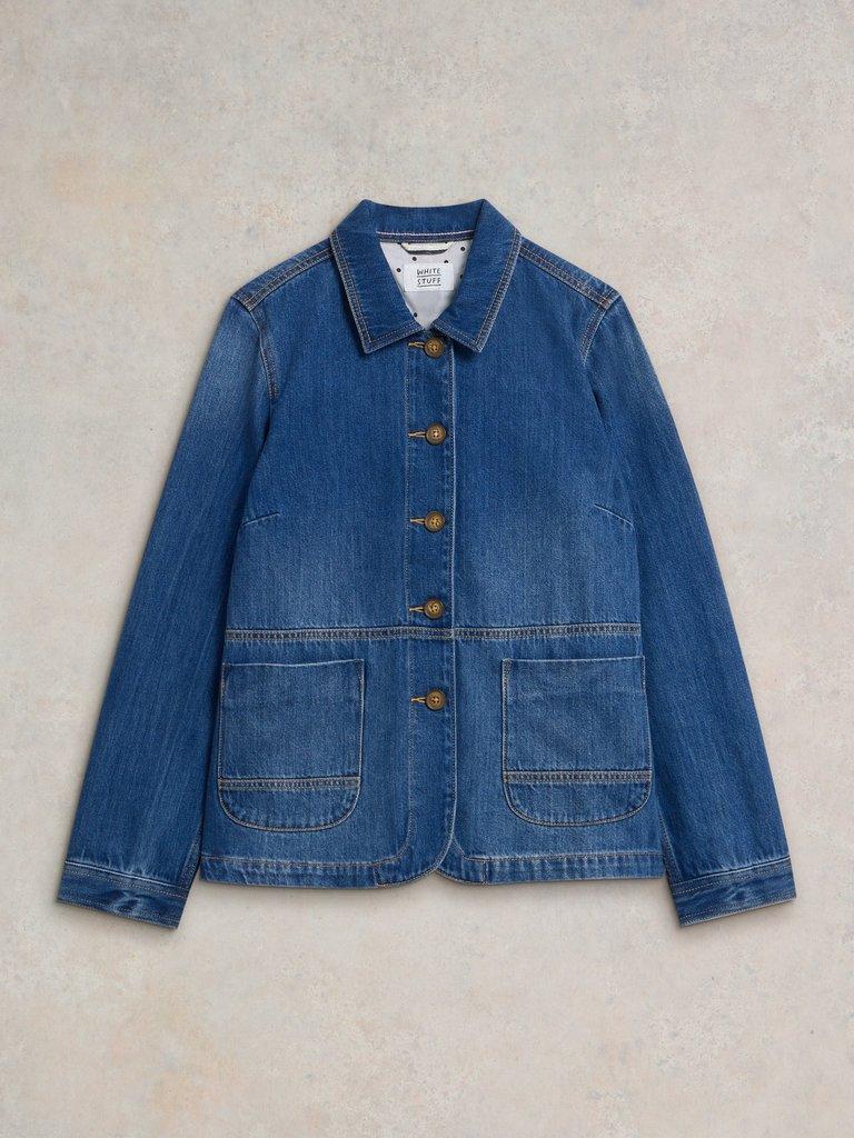 Carrie Denim Jacket in MID DENIM - FLAT FRONT