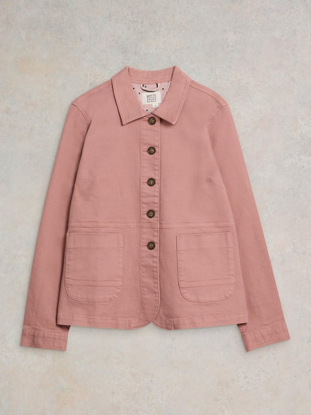 Carrie Denim Jacket in MID PINK - FLAT FRONT