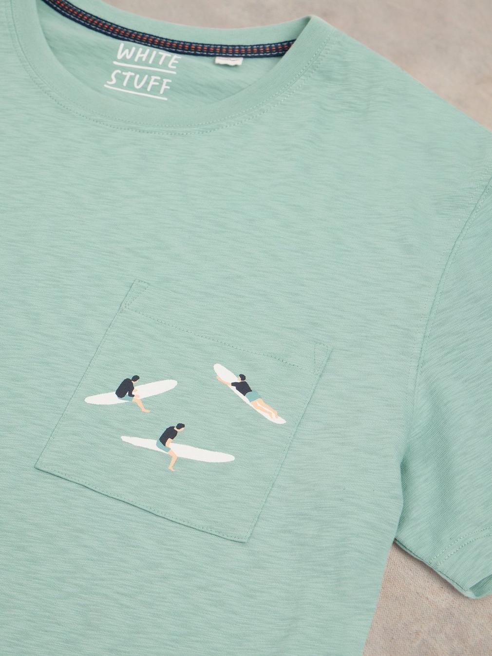 Shark Pocket Graphic Tee in MINT GREEN - FLAT DETAIL