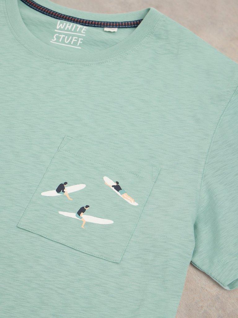 Shark Pocket Graphic Tee in MINT GREEN - FLAT DETAIL