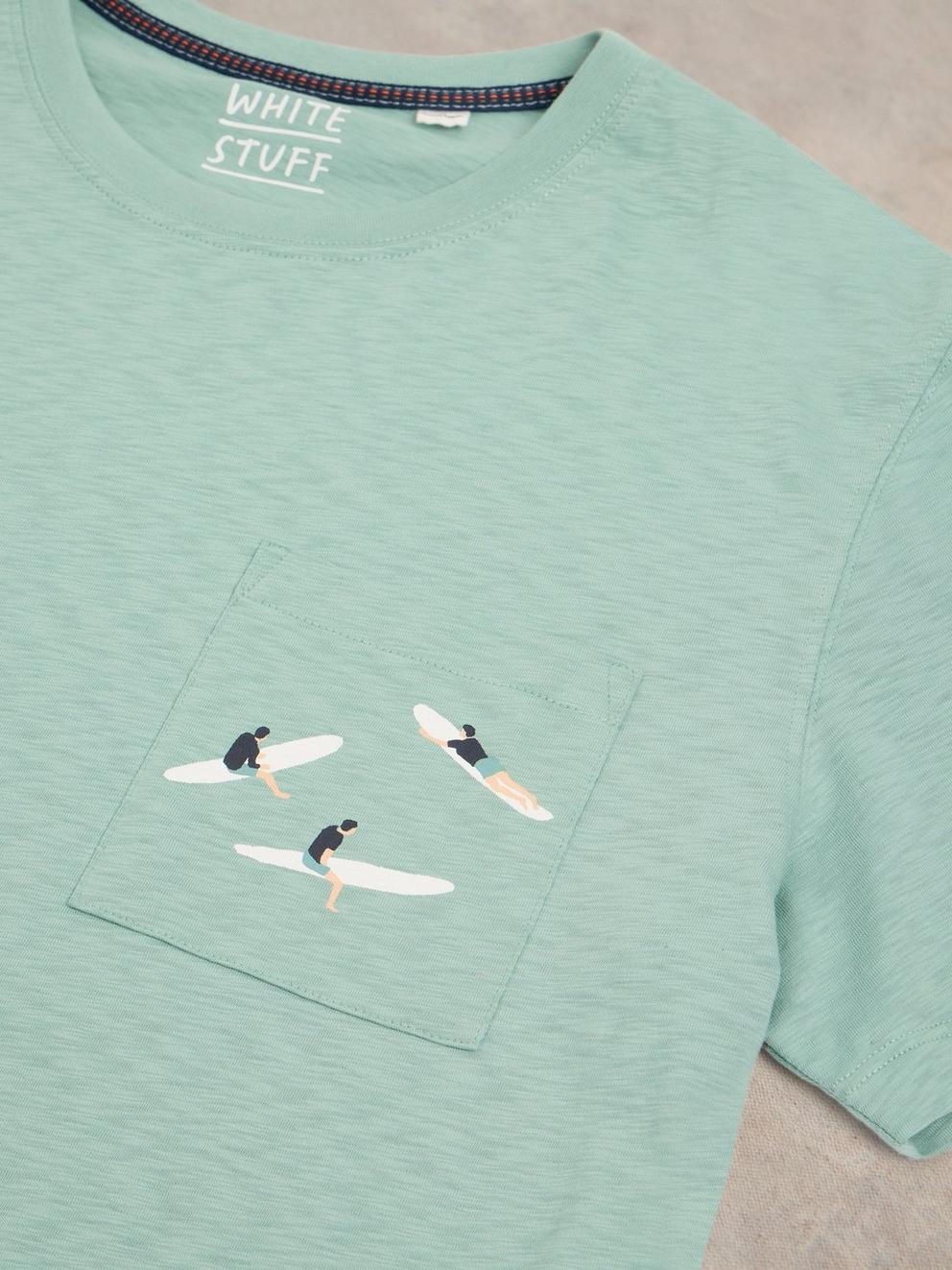 Shark Pocket Graphic Tee in MINT GREEN - FLAT DETAIL