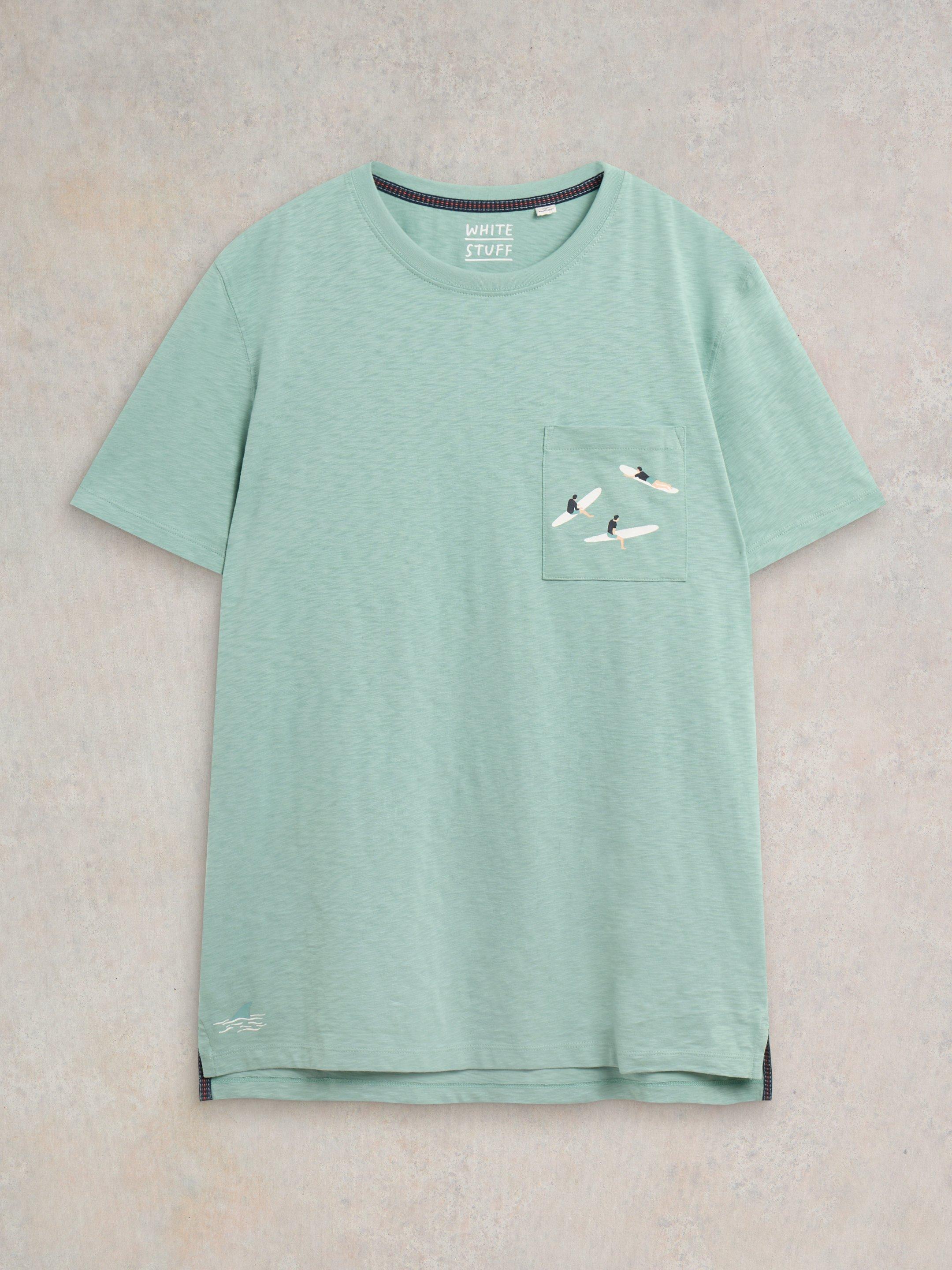 Shark Pocket Graphic Tee in MINT GREEN - FLAT FRONT