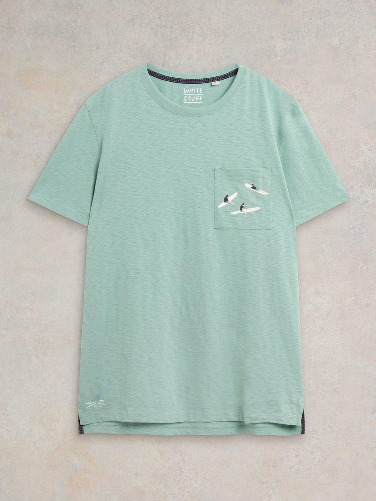 Shark Pocket Graphic Tee in MINT GREEN - FLAT FRONT